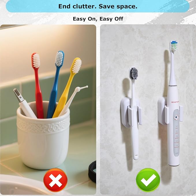 4PCS Wall Mounted Electric Toothbrush Holder, Adhesive & Waterproof Holder | - Image 5
