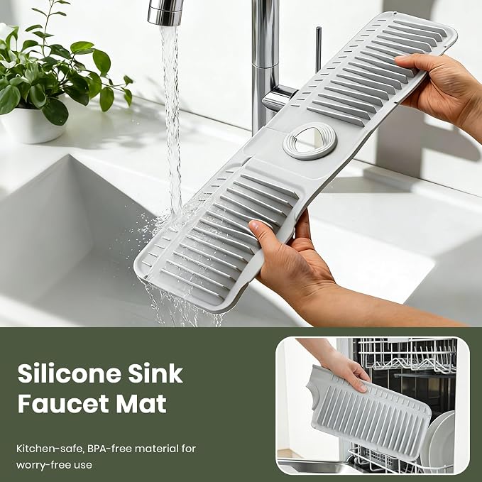 24 Inch Faucet Mat for Kitchen Sink, Silicone Splash Guard for Kitchen Sink Area - Image 7