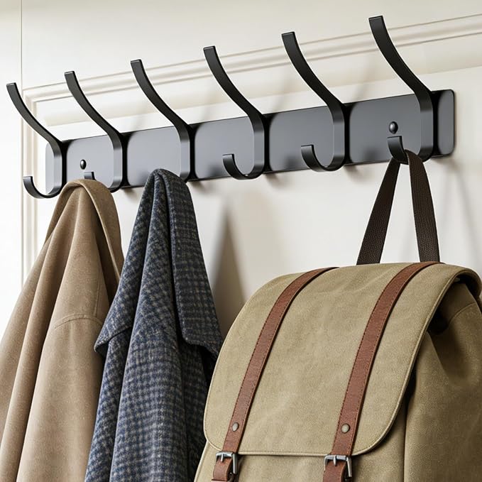 Wall Mounted Coat Rack, 6 Hooks - Image 2