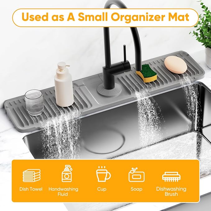 24'' Longer Faucet Mat for Kitchen Sink Splash GuardKitchen Sink Faucet Mat - Image 8