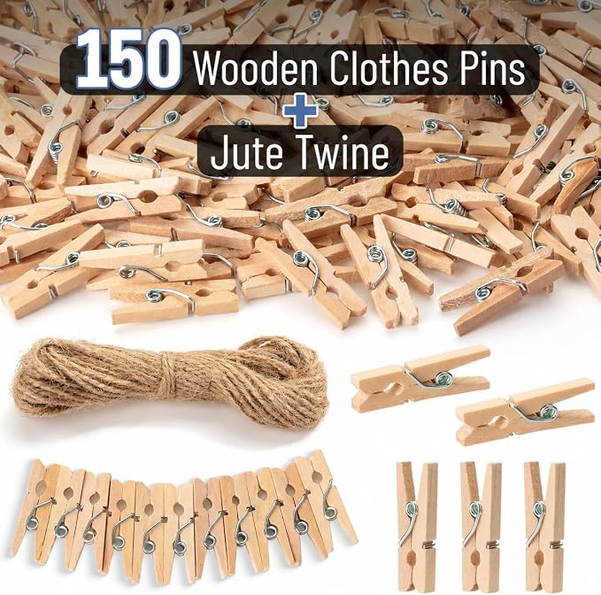 Mr. Pen- Wooden Clothes Pins for Craft, Natural Wood, 1 Inch | Mini Clothes - Image 2
