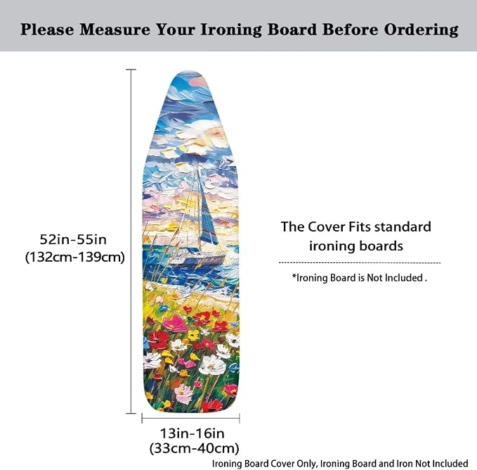 Easy Installation 15x54 Oil Art Sailboat Floral Print Ironing Board Cover - Image 3