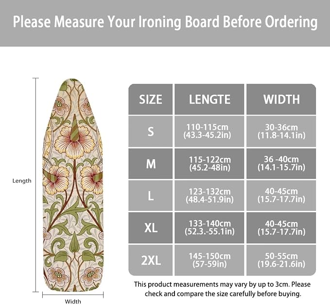 William Morris Print Ironing Board Cover Soft Ironing Board Cover, Non Stick - Image 6