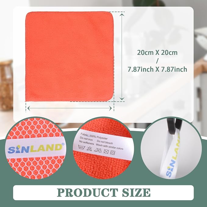 SINLAND Dish Cloth for Washing Dishes Kitchen Washcloth Cleaning Cloth - Image 2