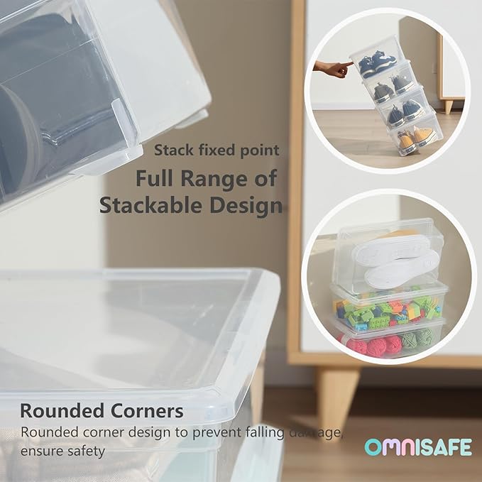 6 Quart Stackable Plastic Storage Shoebox, BPA-Free Nestable Container - Image 4