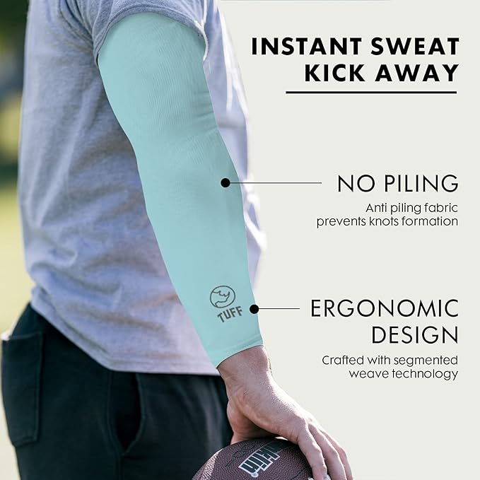 TUFF Compression Cooling Arm Sleeves - UPF 50 Arm Sleeves for Men & Women…