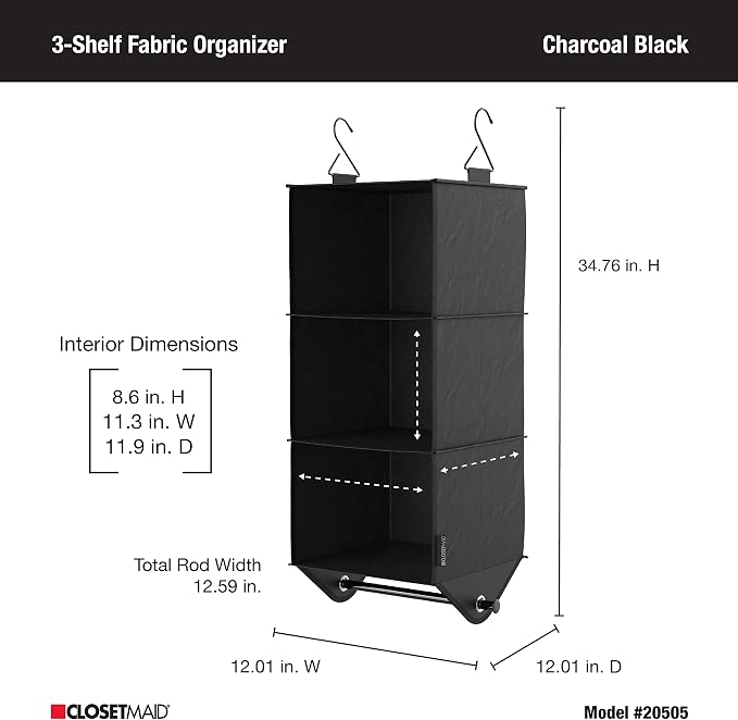 ClosetMaid 3-Shelf Fabric Hanging Closet Organizer - Image 3