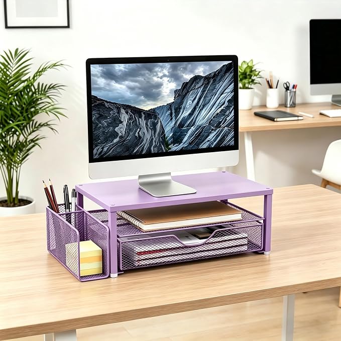 Spacrea Monitor Stand with Drawer and Pen Holder | Monitor Riser Desk - Image 7