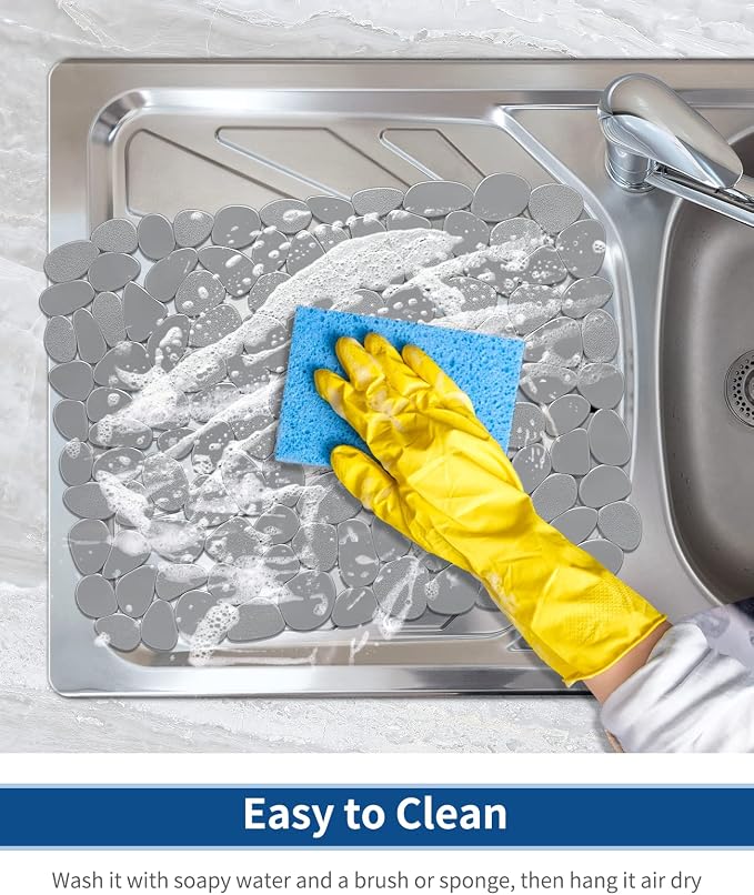 Bligli Pebble Sink Mat for Stainless Steel/Ceramic Sinks, 2 Pack PVC Sink - Image 5