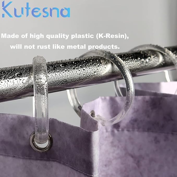 Kutesna 12 PCS Plastic Shower Curtain Rings, Resin Materials, Rust-Proof - Image 7