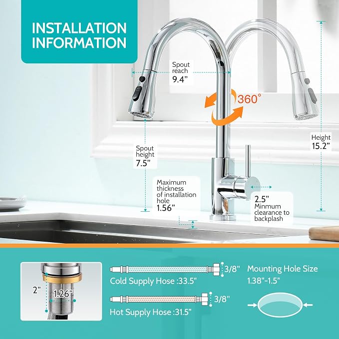 Chrome Kitchen Faucet, Kitchen Faucets - Image 5