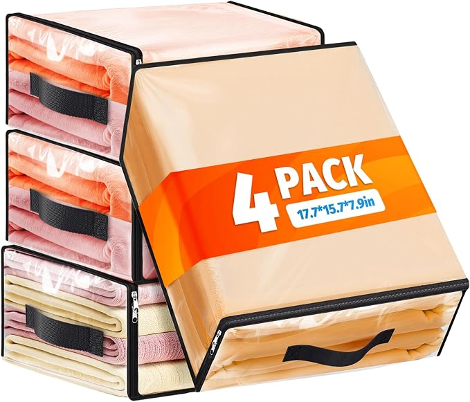 SpaceWhisper Clear Sheet Storage Bags, 4 Pack, 17.7 x 15.7 x 7.9 in | Sheet by Unknown