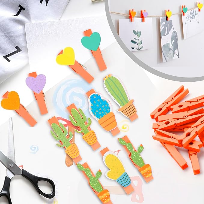 50PCS Colored Wooden Clothespins 2.9 Inch Color Clothes Pins - Image 5