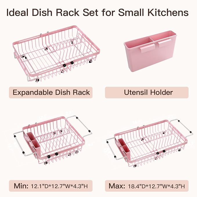 Pink Dish Drying Rack Over The Sink - Image 9