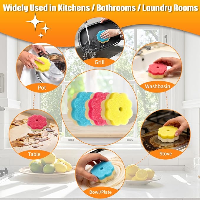 12 Count Scrub Sponges for Dishes, Dual-Sided Temperature-Responsive Scrubber - Image 5