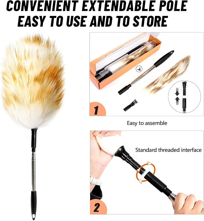 Extendable Lambswool Duster, Aluminum Handle | Single duster, Natural lambswool - Image 4
