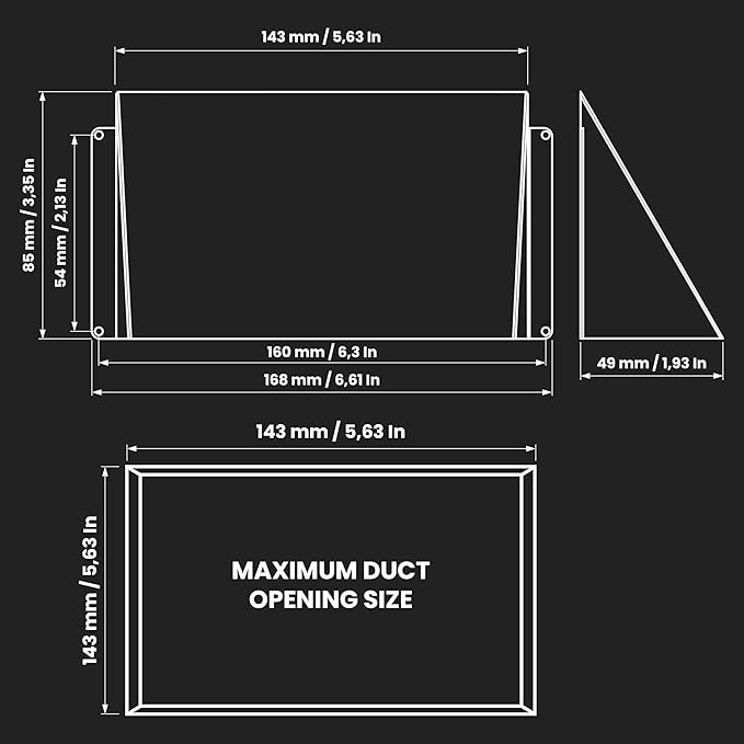 5.5" x 3" Black Galvanized Steel Vent Cover - Duct Exhaust/Inlet Rain Deflector - Weatherproof Guard for Open Ventilation Systems - Indoor/Outdoor Vent Hood - Air Vent Grille Protection Roof