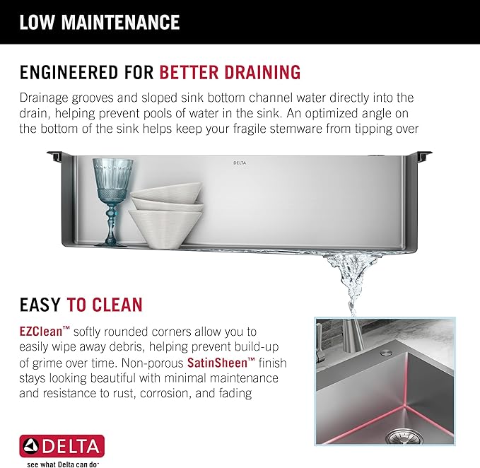 DELTA FAUCET Delta Lenta 30-inch Retrofit Farmhouse Apron Front 16 Gauge Stainless Steel Single Bowl Kitchen Sink for Undermount/Drop-In Installation with Accessories, 95J132-T30S-SS