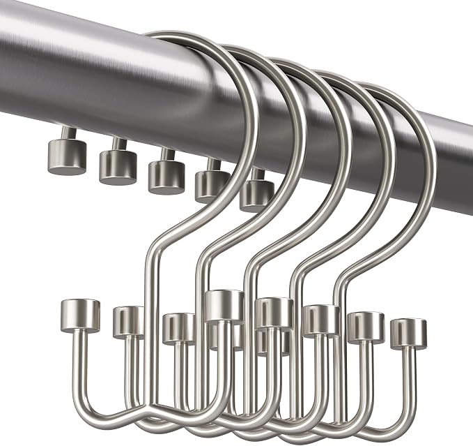 Amazer Nickel Shower Curtain Hooks, Rust-Resistant Metal Shower Hooks, - Image 8
