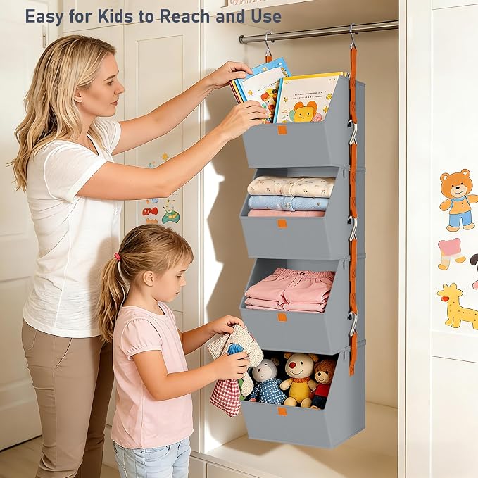 DIMJ 4-Tier Hanging Closet Organizer, Modular Bins - Image 4