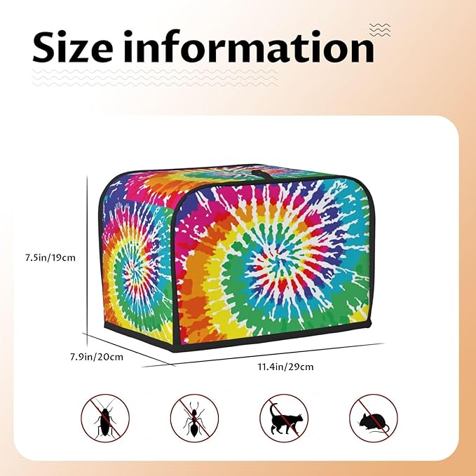 Colorful Rainbow Tie Dye 2 Slice Toaster Cover, Waterproof Toaster Dust Cover Bread Maker Protective For Small Kitchen Appliance Dining Room Home Table Decor Gifts