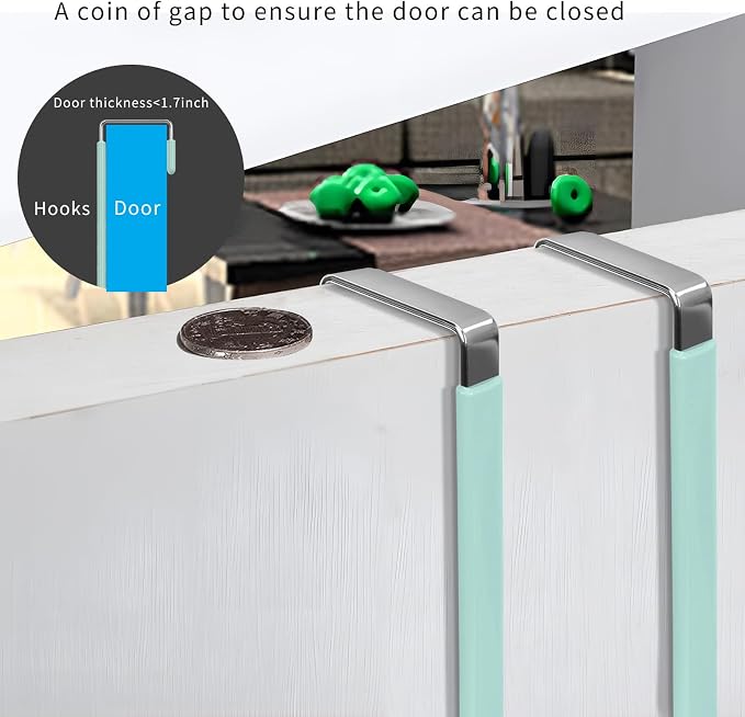 FYY Over the Door Hooks, Single-Hanger 4 Pack, Fits Doors 1.6" Green | Heavy - Image 5