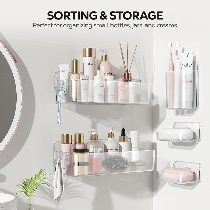 Nieifi Adhesive Shower Shelves, 5 Pieces - Image 9