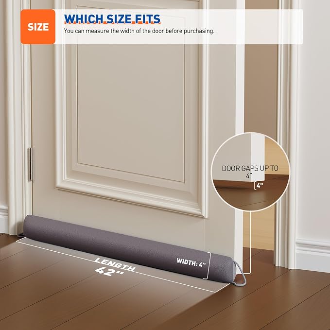 MAGZO Weighted Door Draft Stopper 42 Inches, Under Door Gap Filler, All-Season - Image 3