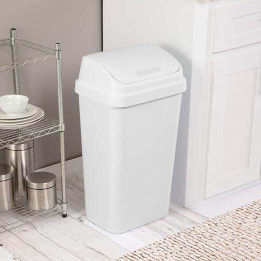 Sterilite 8-Pack Swing Top Wastebasket, Sleek Square Profile Trash Can - Image 4