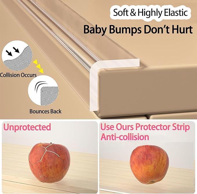 Clear Baby Edge & Corner Protector Strip - 2 Rolls, 1.18 in × 13 FT Self-Adhesive Safety Bumper, Transparent Anti-Collision Guard for Table, Cabinet, Furniture & Wall | Baby Proofing Essential