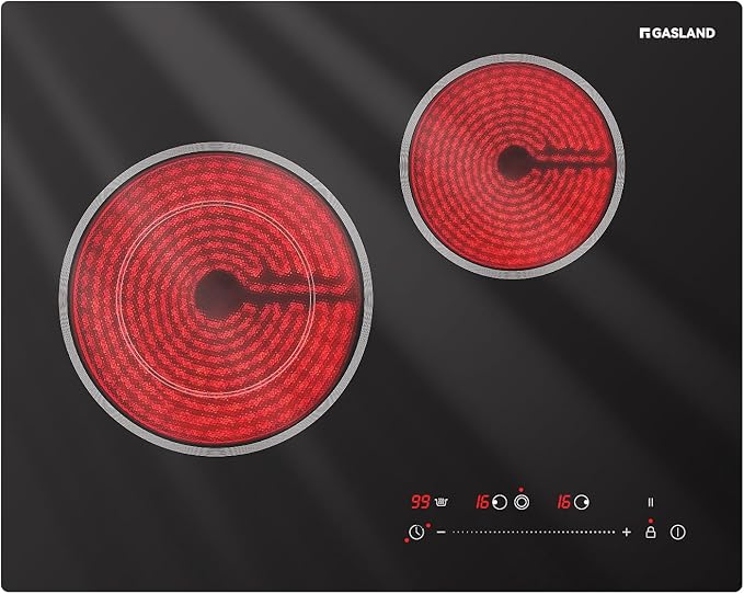 GASLAND 21 Inch Electric Cooktop for Apartment, ETL Certificated 2 Burners, 3700W Built-in Radiant Stove Top With 16 Power Levels, 240V Ceramic Stovetop, Slide Touch Control