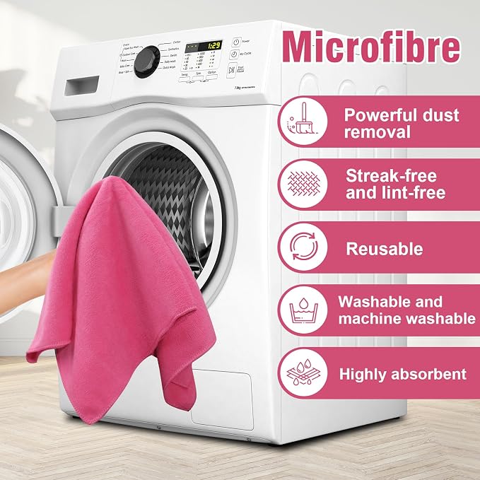 4 Pcs Multicolor Extra Large Microfiber Cleaning Cloth 30 x 20 Inch Reusable - Image 4