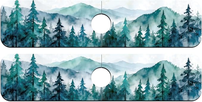 2 Pcs Kitchen Sink Splash Guard Faucet Mat Watercolor Forest Pattern Faucet Mat - Image 8