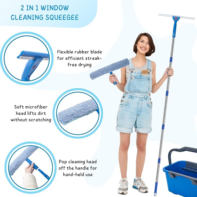 Window Cleaning Kit for Home and Commercial Use, 6 Ft Long Handle Professional - Image 2