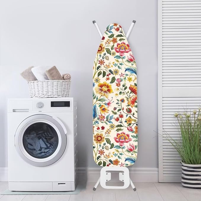 Boho Retro Flowers Print Polyester Ironing Board Cover Hook & Loop Elastic Edge - Image 4