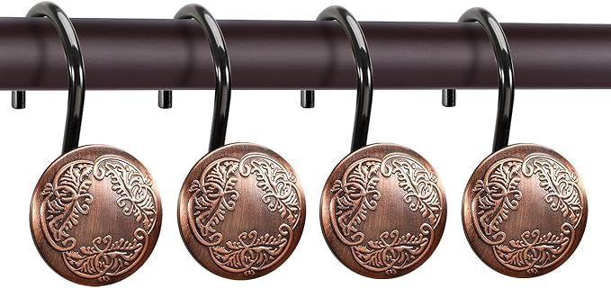 Chictie Bronze Shower Curtain Hooks Rings-Oil Rubbed Decorative Shower Curtain - Image 3