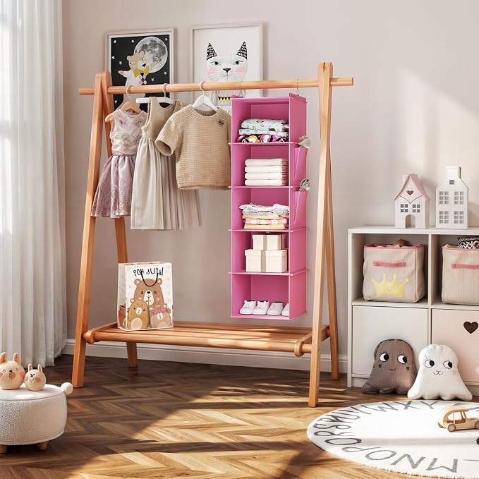 YOUDENOVA Hanging Closet Organizer and Storage, Light Pink | Locker/RV/Camper - Image 4