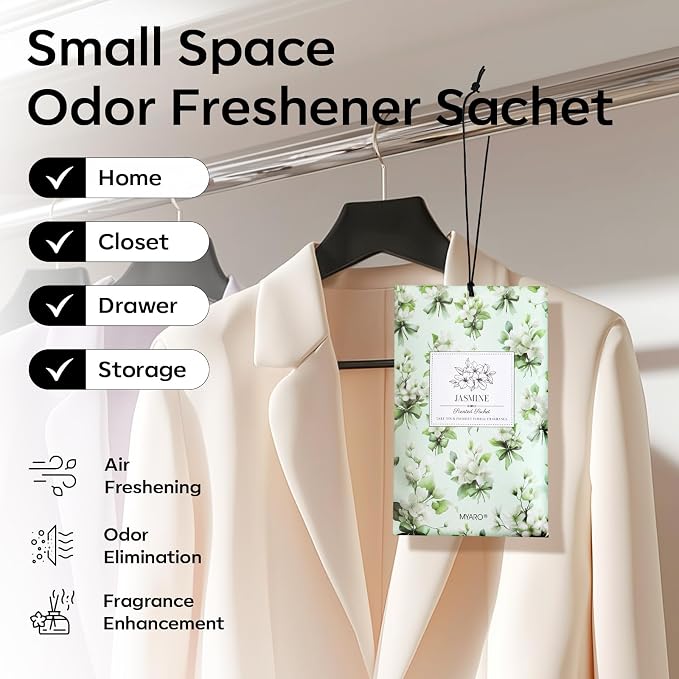 MYARO 20Pcs Jasmine Scented Sachets, Closet Deodorizer Car Air Freshener - Image 2