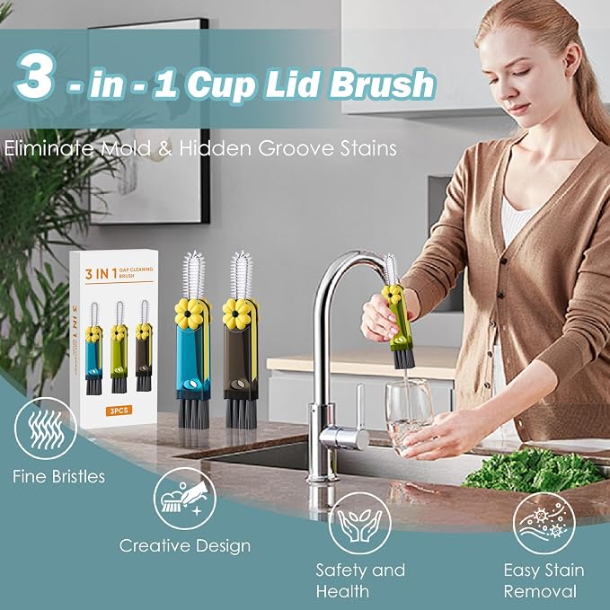 3 in 1 Cup Lid Gap Cleaning Brush Set, Cup Lid Gap Cleaner, Home Kitchen - Image 2