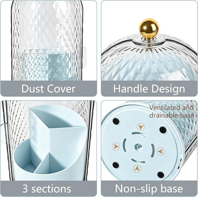 Toothbrush Holder with Cover for Bathroom Countertop, Toothpaste, Self Draining - Image 4