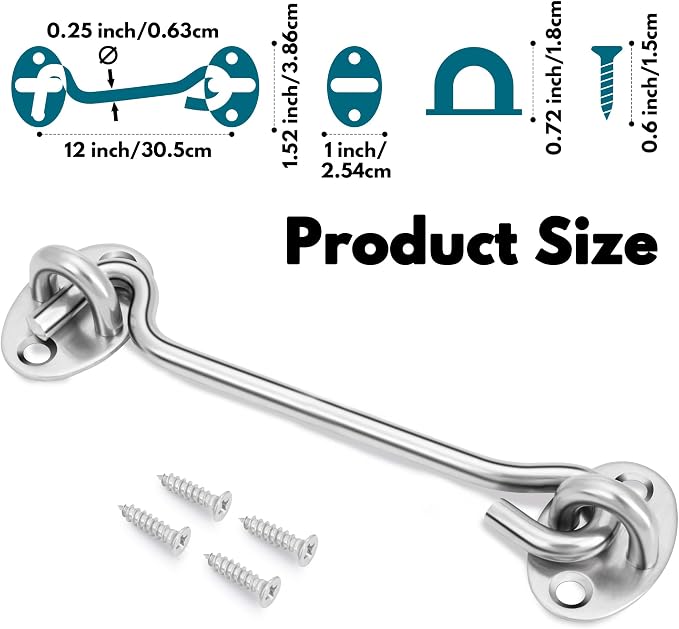 12 Inch Privacy Hook and Eye Latch - Image 2