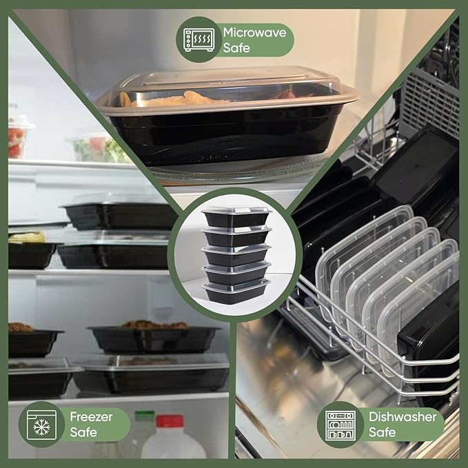 28 oz 50 Pack Meal Prep Containers BPA Free Leakproof Stackable Food Storage Containers with Lids, Microwave & Dishwasher Freezer Safe Reusable To Go Containers Bento Box Style Take Out Clear Plastic