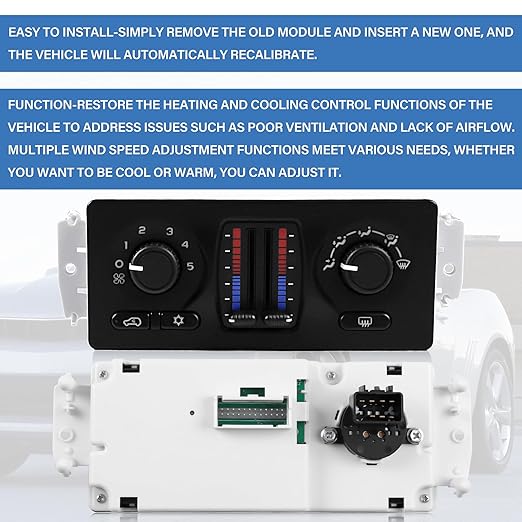 599-210XD A/C Heater Climate Control Module Panel Switch for 02-09 Chevy Silverado Suburban Tahoe Trailblazer Avalanche GMC Sierra Yukon Envoy Cadillac Escalade Saab Isuzu Buick Bravada, OE# 10370033