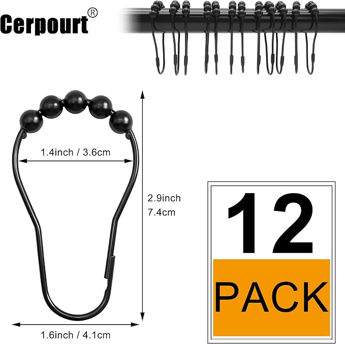 Shower Curtain Hooks Rings, Free Sliding Shower Hooks - Image 2
