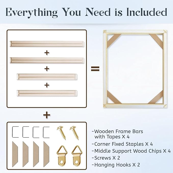 Canvas Stretcher Bars 12x24 Inch Frame Kit, Available in 25+ size Wood Stretcher Bars for Home and Office, Gallery Wrap Wall Arts Supply for Oil Painting, Poster, Picture & Paint by Numbers