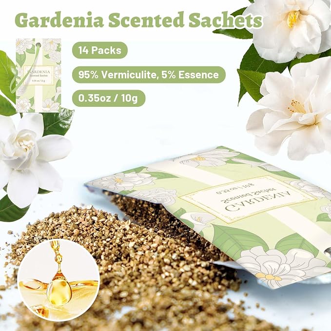 STRN Scented Sachets for Drawer and Closet, Gardenia Scent 14 Pack for Home - Image 2