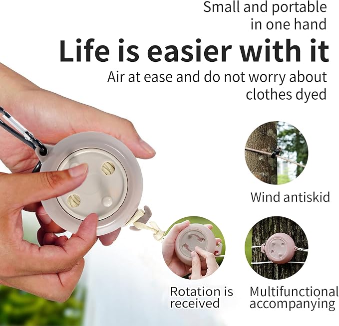 Portable Travel Clothesline Cord, Adjustable 33ft Camping Clothes line - Image 6
