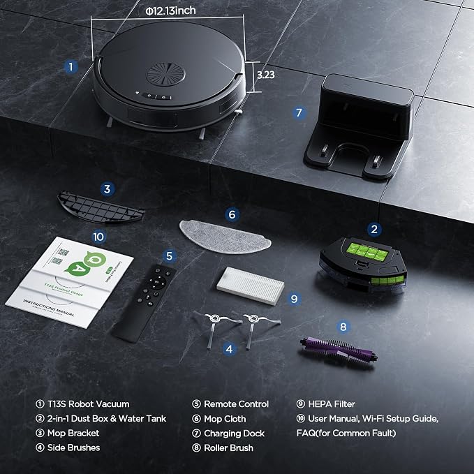 Robot Vacuum and Mop Combo, 8000Pa Strong Suction 2 in 1 Vacuum Robot - Image 9