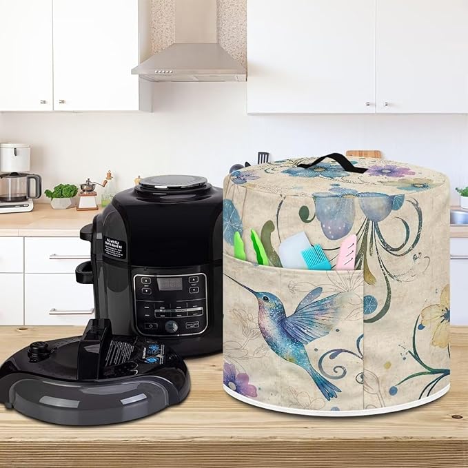 Bird Flower Pressure Cooker Cover Instant Pot Accessories Instant Pot Kitchen Appliance Dust Cover with Pockets for Rice Cooker Air Fryer Slow Cooker Dust Covers for Kitchen Size S