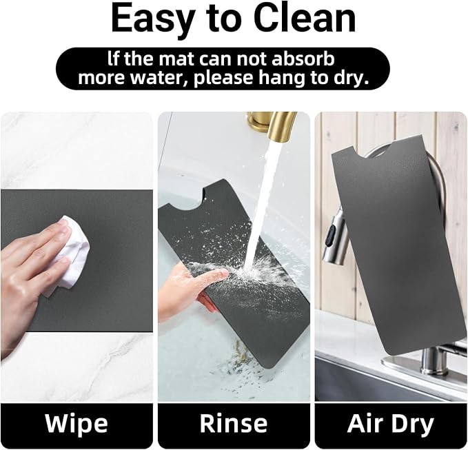 LOPNUR Cuttable Faucet Mat for Kitchen Sink, Extra Long 29 Inch, Dark Grey | - Image 7